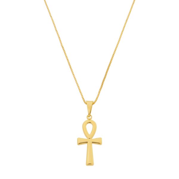 Corrente Feminina com Pingente Cruz Egípcia Banhada a Ouro 18K - Imagem 4