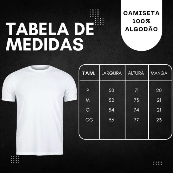 Camiseta Básica Casual Algodão Medidas