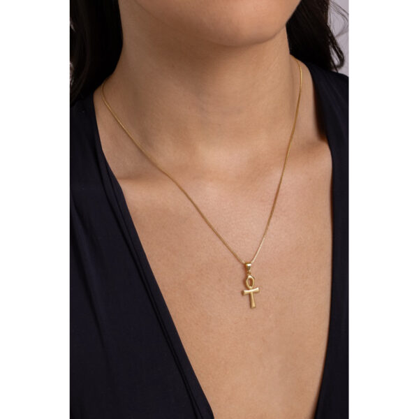 Corrente Feminina com Pingente Cruz Egípcia Banhada a Ouro 18K - Imagem 2