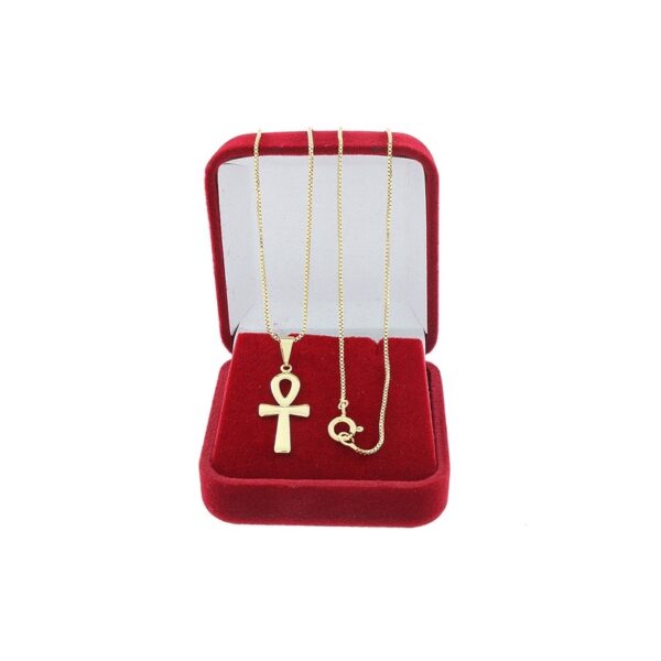 Corrente Feminina com Pingente Cruz Egípcia Banhada a Ouro 18K - Imagem 5