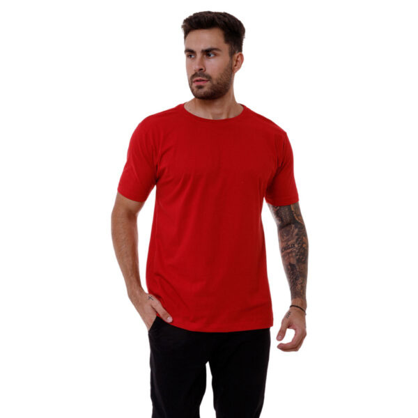 Camisa Masculina Lisa Algodão Premium Luxo Academia Vermelha