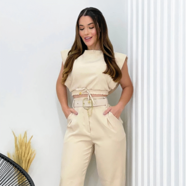 Conjunto Feminino de Calça Alfaiataria Moda Blogueira - Imagem 8