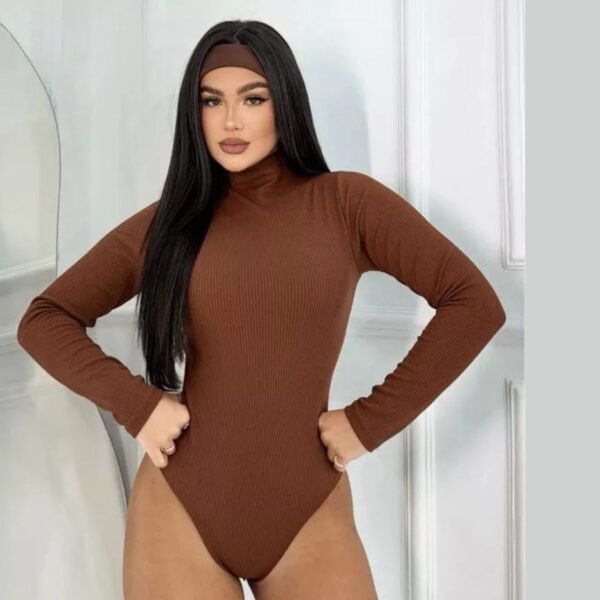 Body Gola Alta Feminino Ribana Manga Longa Moda Coladinho Blogueira - Imagem 4