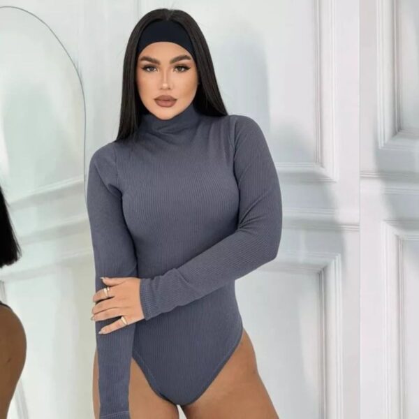 Body Gola Alta Feminino Ribana Manga Longa Moda Coladinho Blogueira - Imagem 3