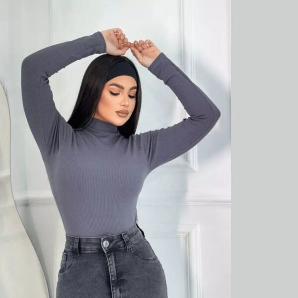 Body Gola Alta Feminino Ribana Manga Longa Moda Coladinho Blogueira - Imagem 6