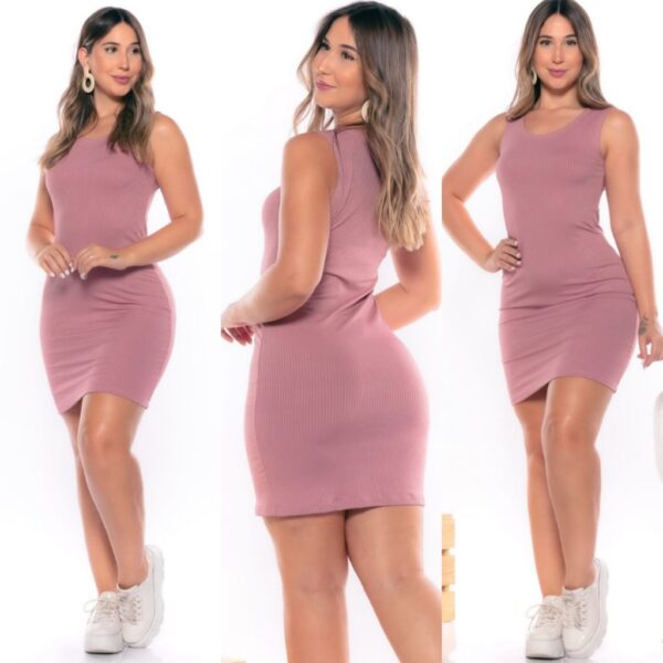 Vestido Canelado Versátil Moda Casual - Imagem 7