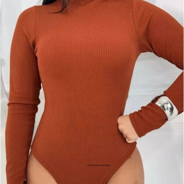 Body Gola Alta Feminino Ribana Manga Longa Moda Coladinho Blogueira - Imagem 9