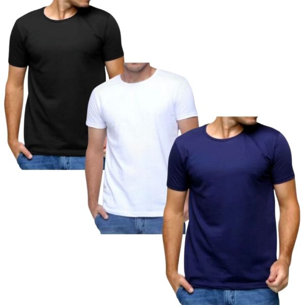 Kit 3 Camisetas Masculinas Lisa Algodão Premium Luxo Academia - Imagem 10