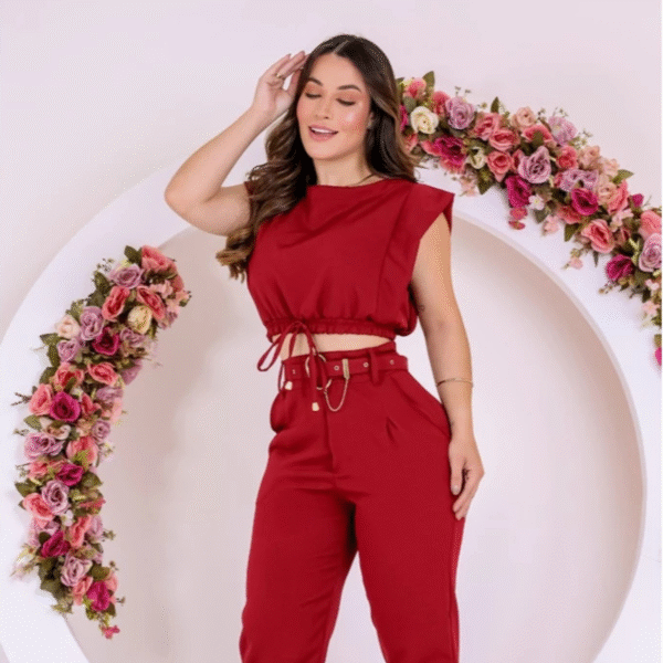 Conjunto Feminino de Calça Alfaiataria Moda Blogueira - Imagem 9