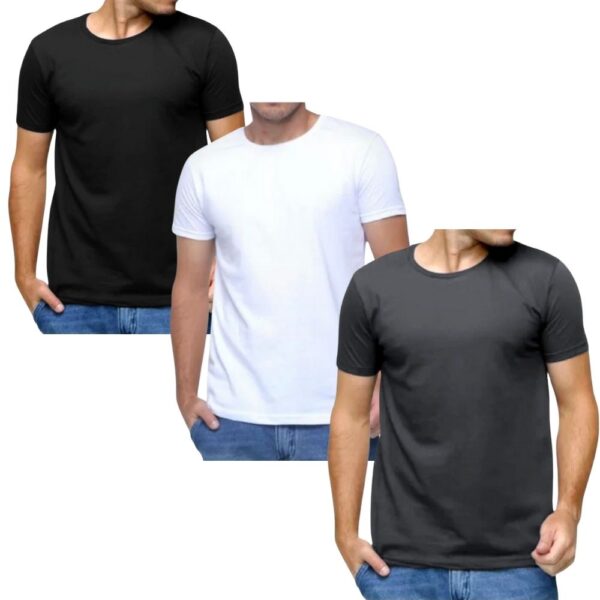 Kit 3 Camisetas Masculinas Lisa Algodão Premium Luxo Academia - Imagem 8