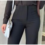 Calça Feminina Social Alfaiataria Cintura Alta Laçamento