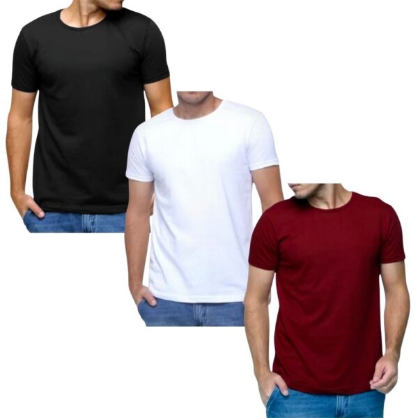 Kit 3 Camisetas Masculinas Lisa Algodão Premium Luxo Academia - Imagem 12