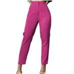 Calça Feminina Social Alfaiataria Cintura Alta Laçamento