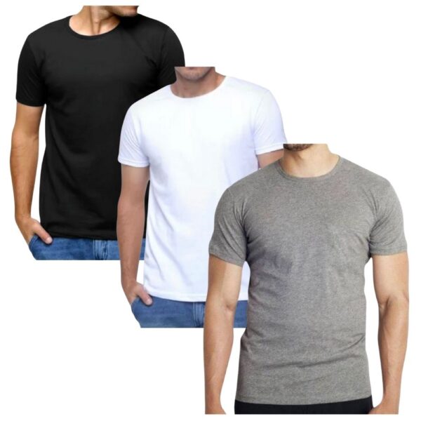 Kit 3 Camisetas Masculinas Lisa Algodão Premium Luxo Academia - Imagem 9