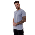 Camisa Masculina Lisa Algodão Premium Luxo Academia Cinza