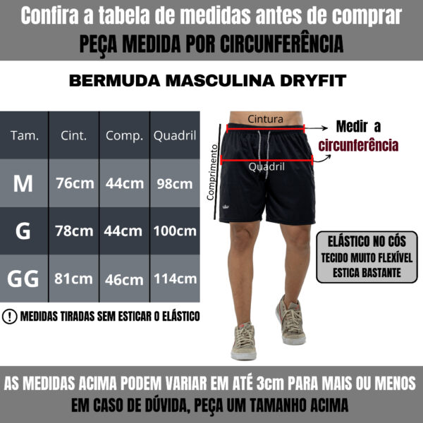 Bermuda Short Masculino Academia Esporte Fitness Tactell Dry Fit - Imagem 12