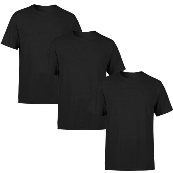 Kit 3 Camisetas Masculinas Lisa Algodão Premium Luxo Academia Preta