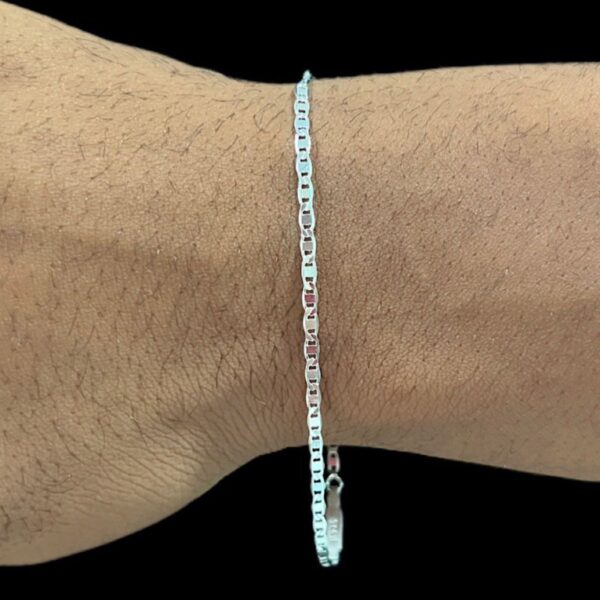 Pulseira Prata/Ouro Masculina 2mm Banhada a Prata 925 Piastrini - Imagem 3
