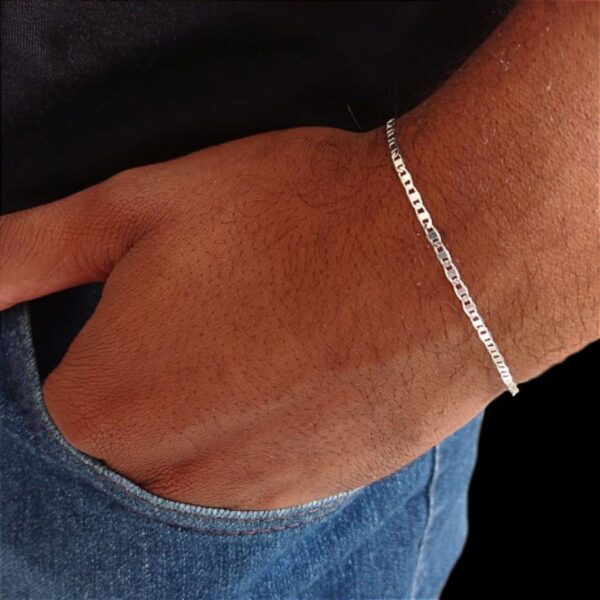 Pulseira Prata/Ouro Masculina 2mm Banhada a Prata 925 Piastrini - Imagem 2