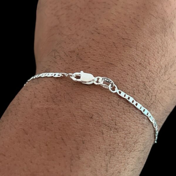 Pulseira Prata/Ouro Masculina 2mm Banhada a Prata 925 Piastrini - Imagem 6