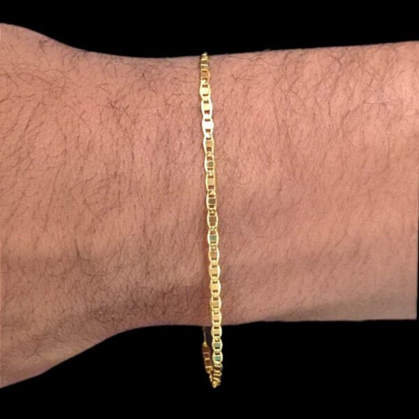 Pulseira Prata/Ouro Masculina 2mm Banhada a Prata 925 Piastrini - Imagem 5