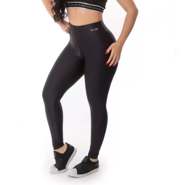 Calça Legging Revolucionária Anti-celulite Moda Fitness Preta Cintura