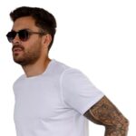 Camisa Básica Masculina Algodão Slim Fit Blusa Premium Lisa Branca