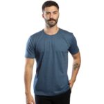 Camiseta Masculina Básica Malha Premium Penteada Slim Azul