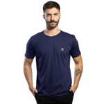 Camiseta Masculina Básica Malha Premium Penteada Slim Azul Marinho