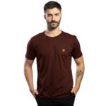 Camiseta Masculina Básica Malha Premium Penteada Slim Chocolate