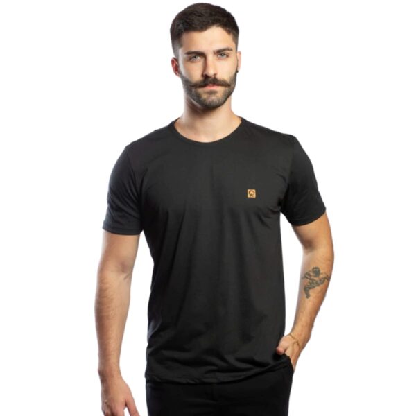 Camiseta Masculina Básica Malha Premium Penteada Slim Preta