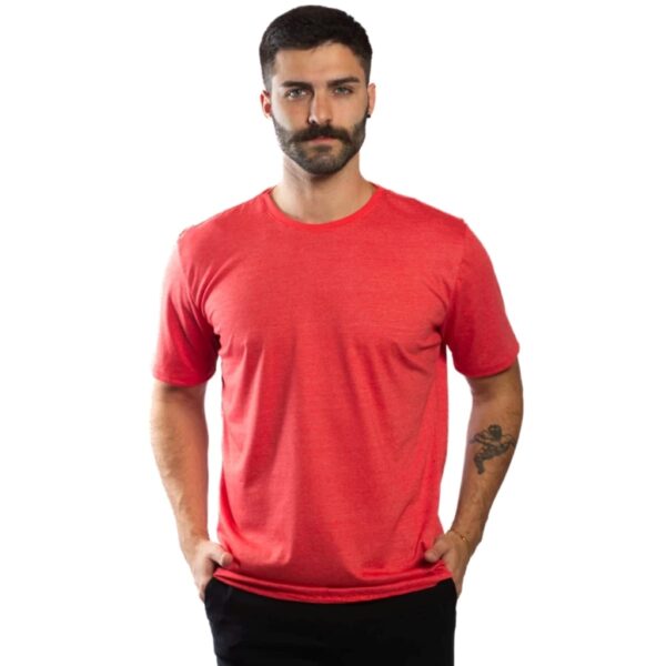 Camiseta Masculina Básica Malha Premium Penteada Slim Vermelha