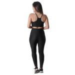 Conjunto Brilhoso Calça + Top Com Bojo Academia Fitness Preto Verso