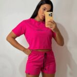 Kit 3 conjunto feminino de moletom, cropped básico e short, da Concept Áurea.