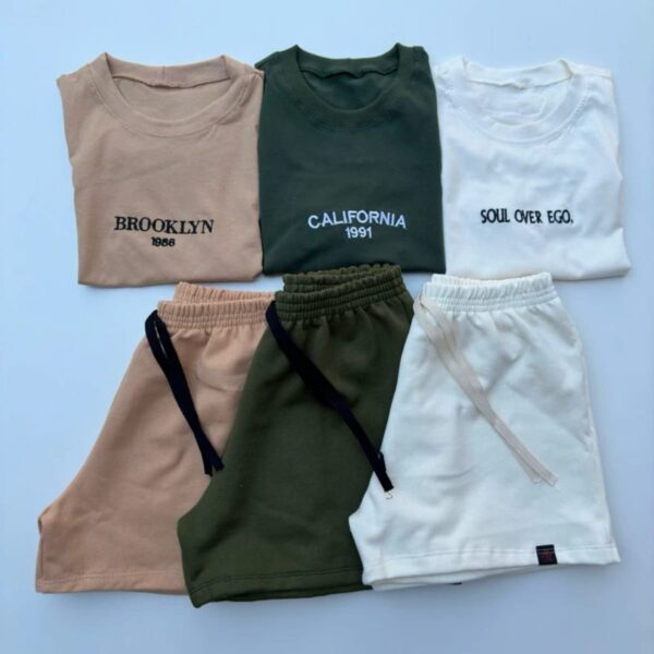 Kit 3 conjunto feminino de moletom, cropped básico e short, da Concept Áurea.