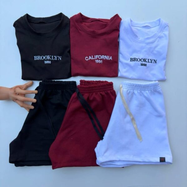 Kit 3 conjunto feminino de moletom, cropped básico e short, da Concept Áurea.