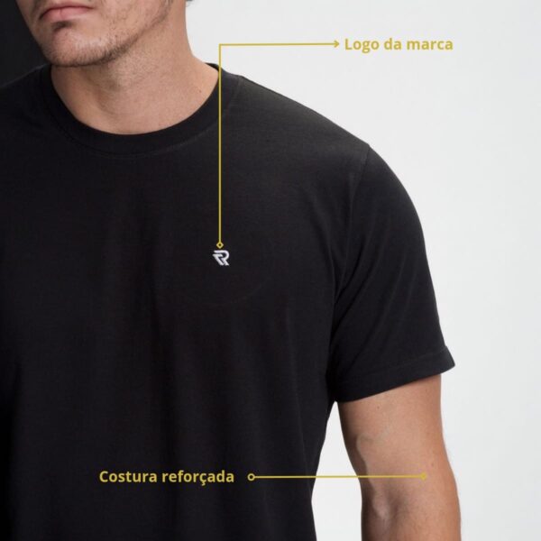 Camiseta Masculina Algodão Meia Malha Premium Preta Concept Áurea