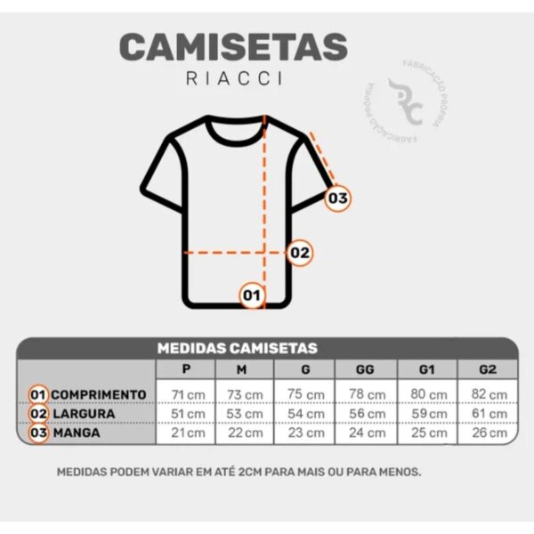 Camiseta lisa masculina tabela de medidas