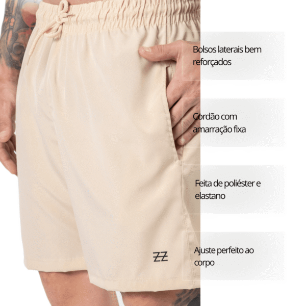 Bermuda Masculina Elastic Logo Bege Concept Áurea