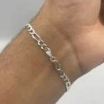Pulseira Prata 925 Maciça 3x1 Masculina 21cm 5mm