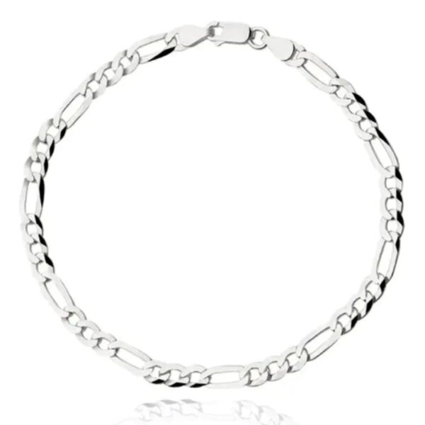 Pulseira Prata 925 Maciça 3x1 Masculina 21cm 5mm