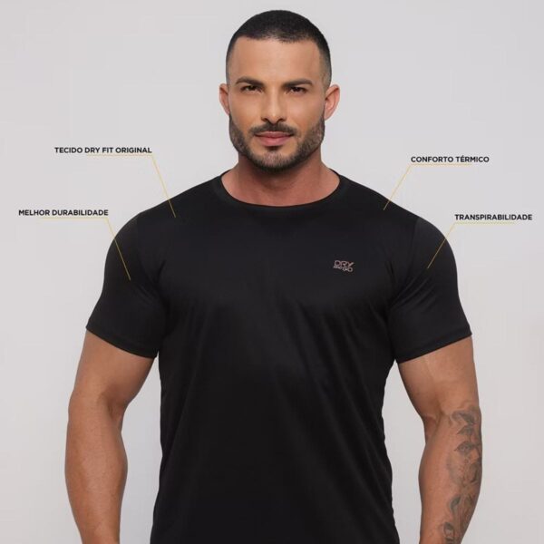 Camisetas Dry Fit Original Masculina Para Treino e Academia Preta