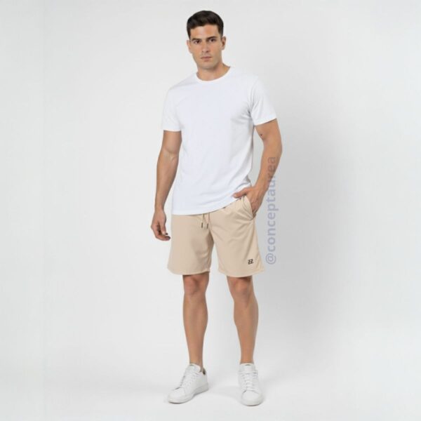 Bermuda Masculina Elastic Logo Bege Concept Áurea