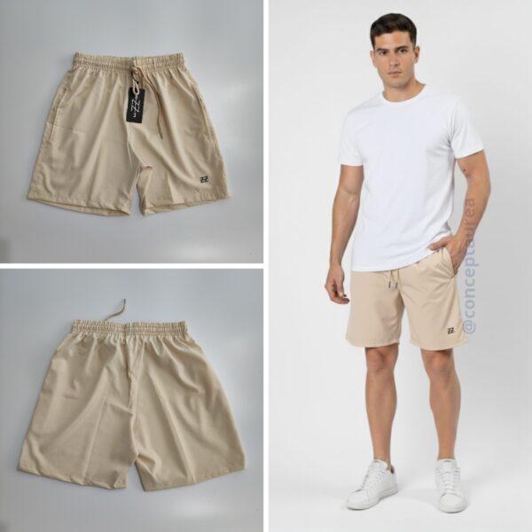 Bermuda Masculina Elastic Logo Bege Concept Áurea