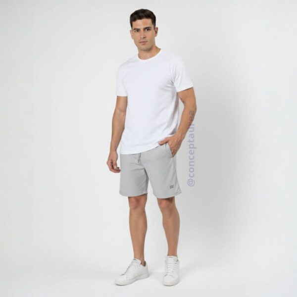 Bermuda Masculina Elastic Logo Cinza Claro Concept Áurea