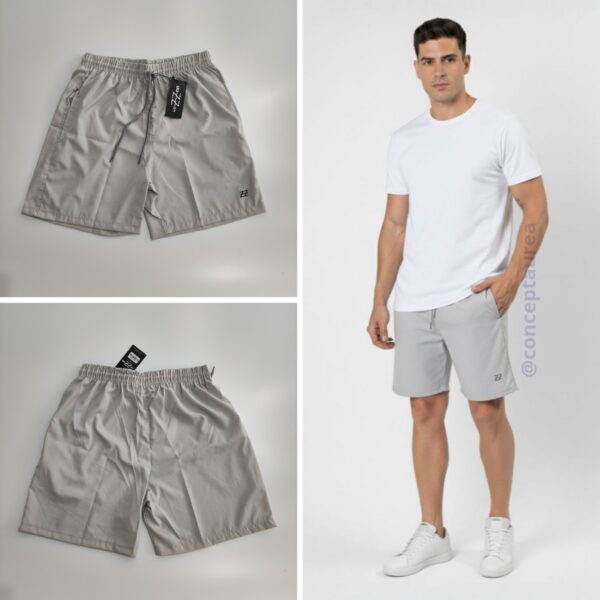 Bermuda Masculina Elastic Logo Cinza Claro Concept Áurea