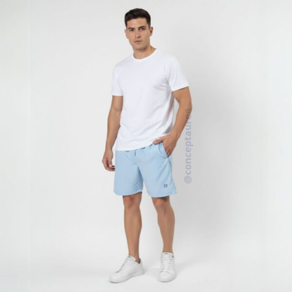 Bermuda Masculina Elastic Logo Azul Claro Concept Áurea