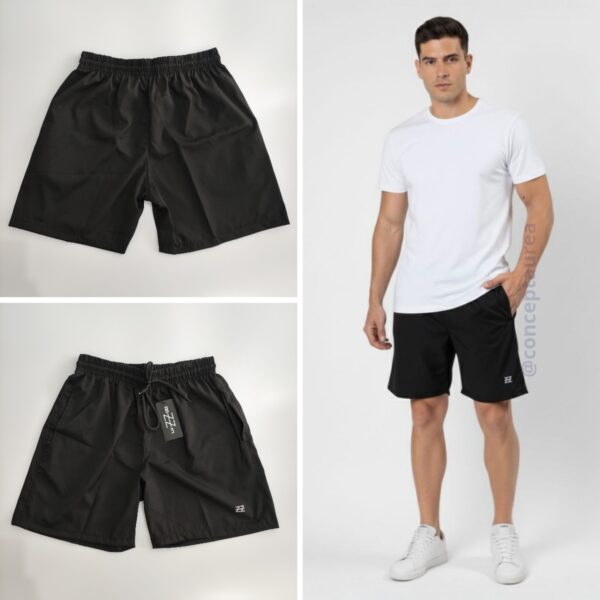 Bermuda Masculina Elastic Logo Preta Concept Áurea