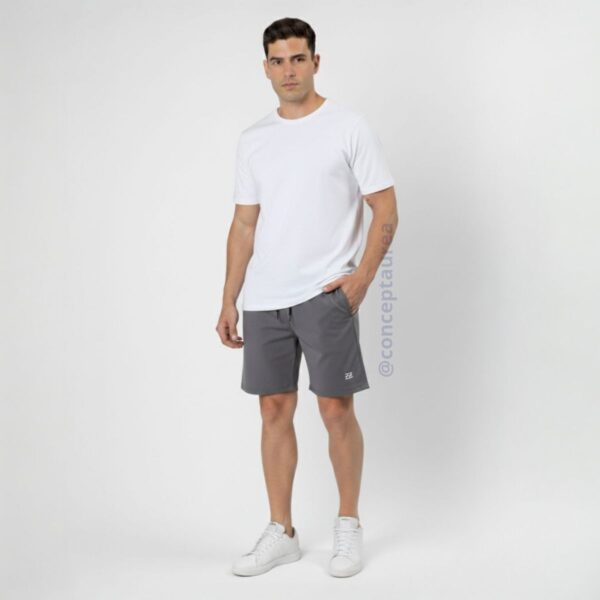 Bermuda Masculina Elastic Logo Cinza Escuro Concept Áurea