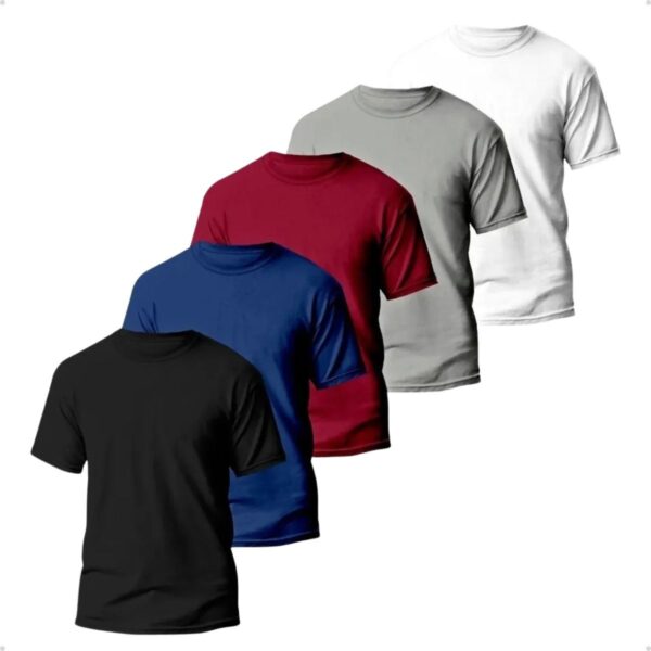 Kit 5 Camisetas Básicas Masculinas Dry Fit Lisa Variado
